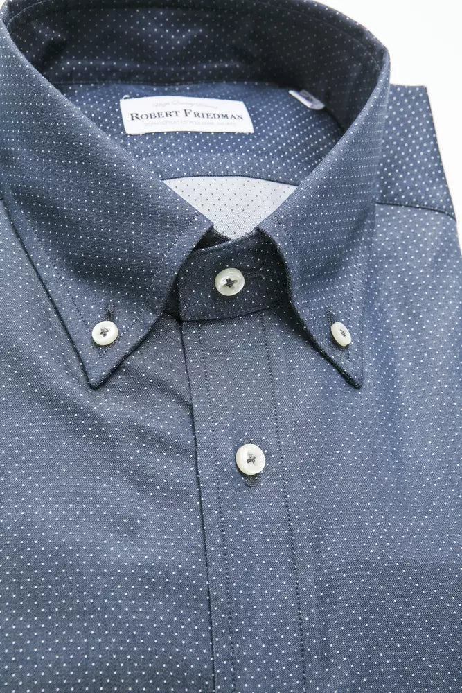 Robert Friedman "Blue Cotton Men Shirt with Button Down Design"