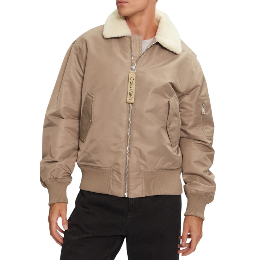 Calvin Klein Jeans Beige Recycled Polyamide Jacket