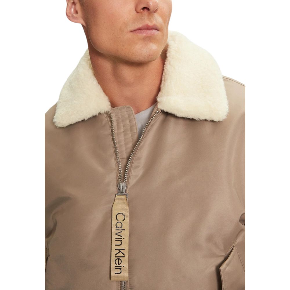 Calvin Klein Jeans Beige Recycled Polyamide Jacket