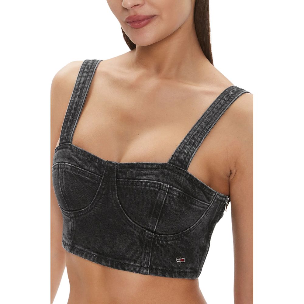 Tommy Hilfiger Jeans Black Recycled Cotton Tops & T-Shirt