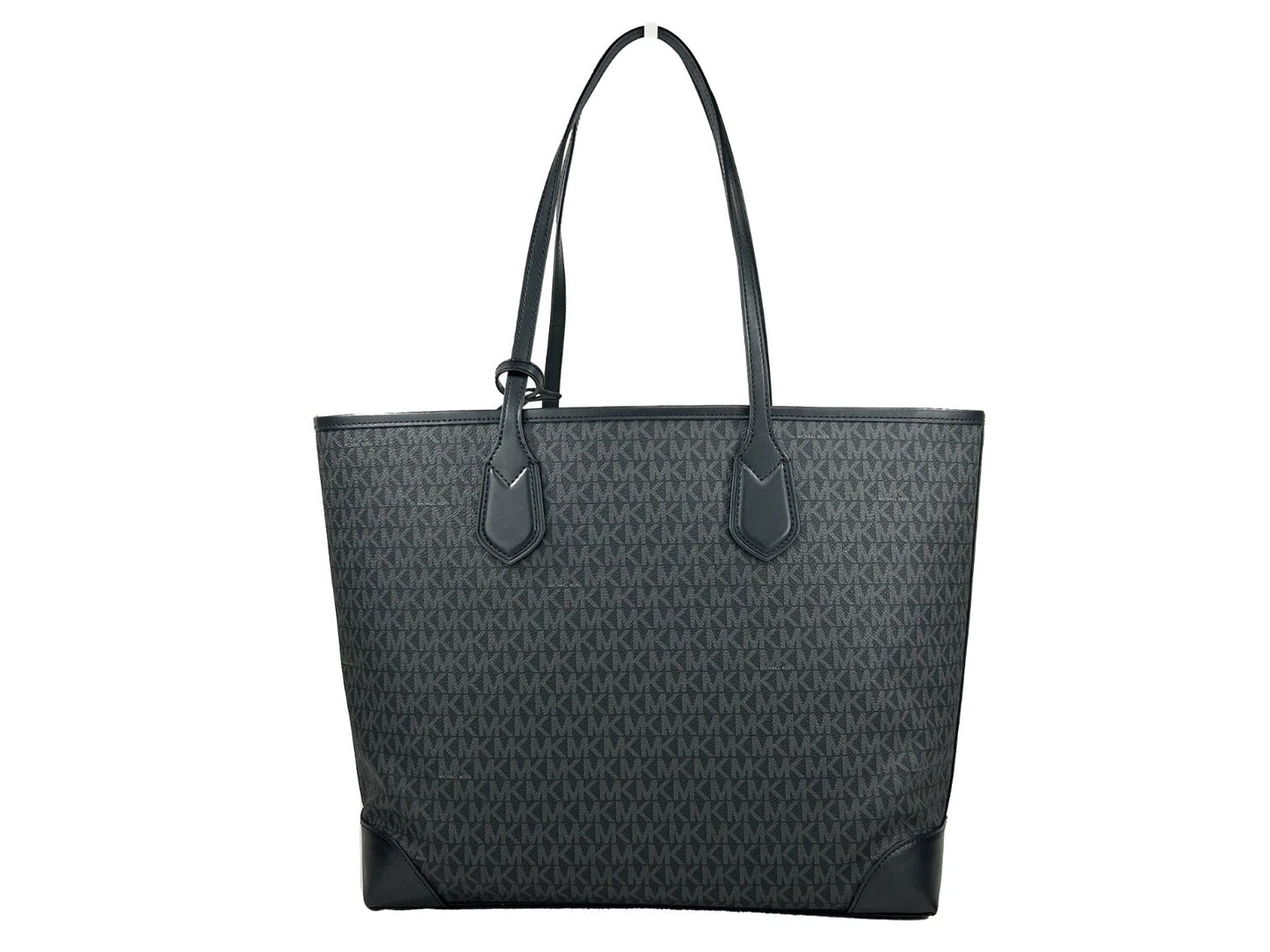 Michael Kors Eva Large Stripe Travel Tote Bag Plus Pouch Black