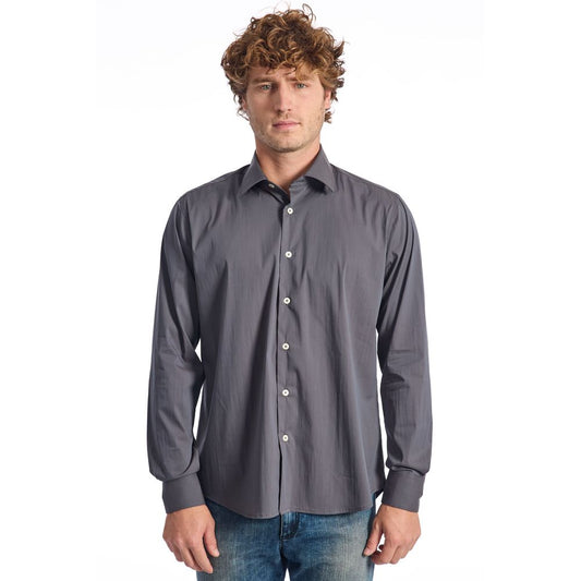 Baldinini Trend Gray Cotton Mens Shirt