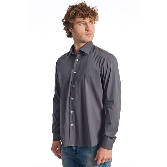 Baldinini Trend Gray Cotton Mens Shirt