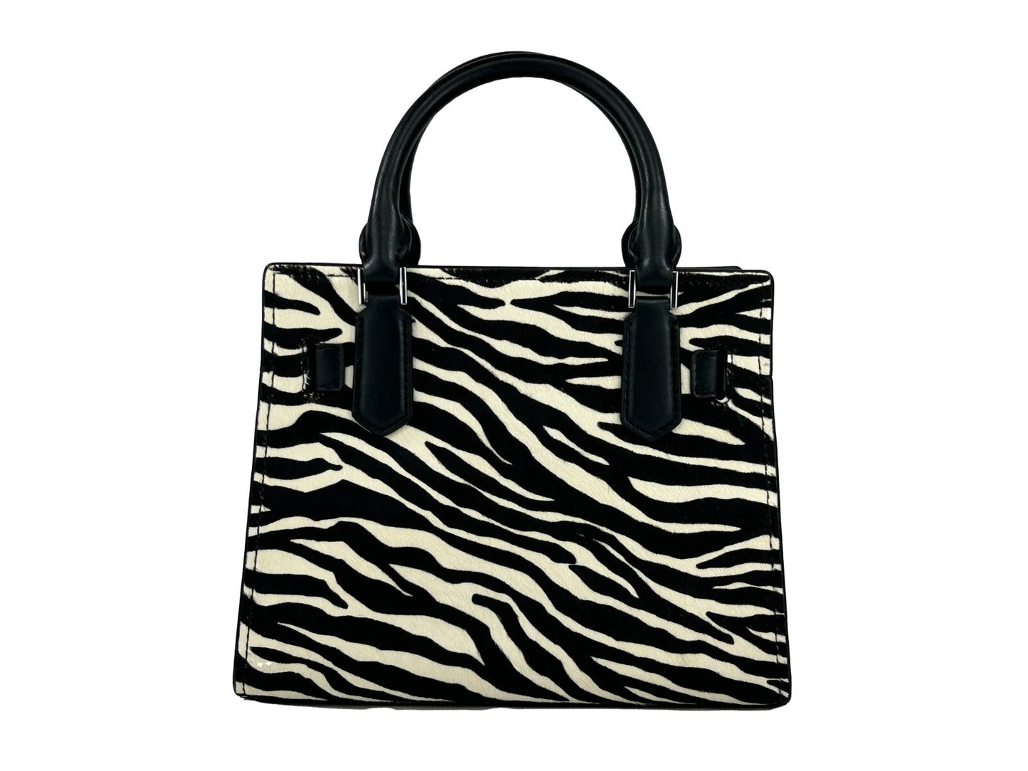 Michael Kors Hamilton Small Leather Zebra Print Satchel Crossbody Black/White