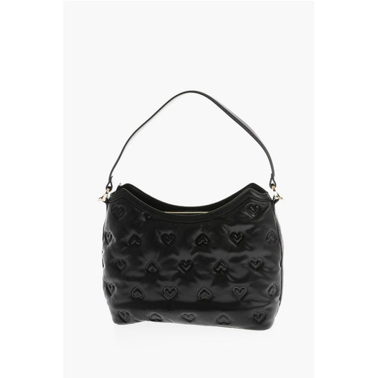 Moschino LOVE Embossed Hearts All Over Faux Leather Hobo Bag